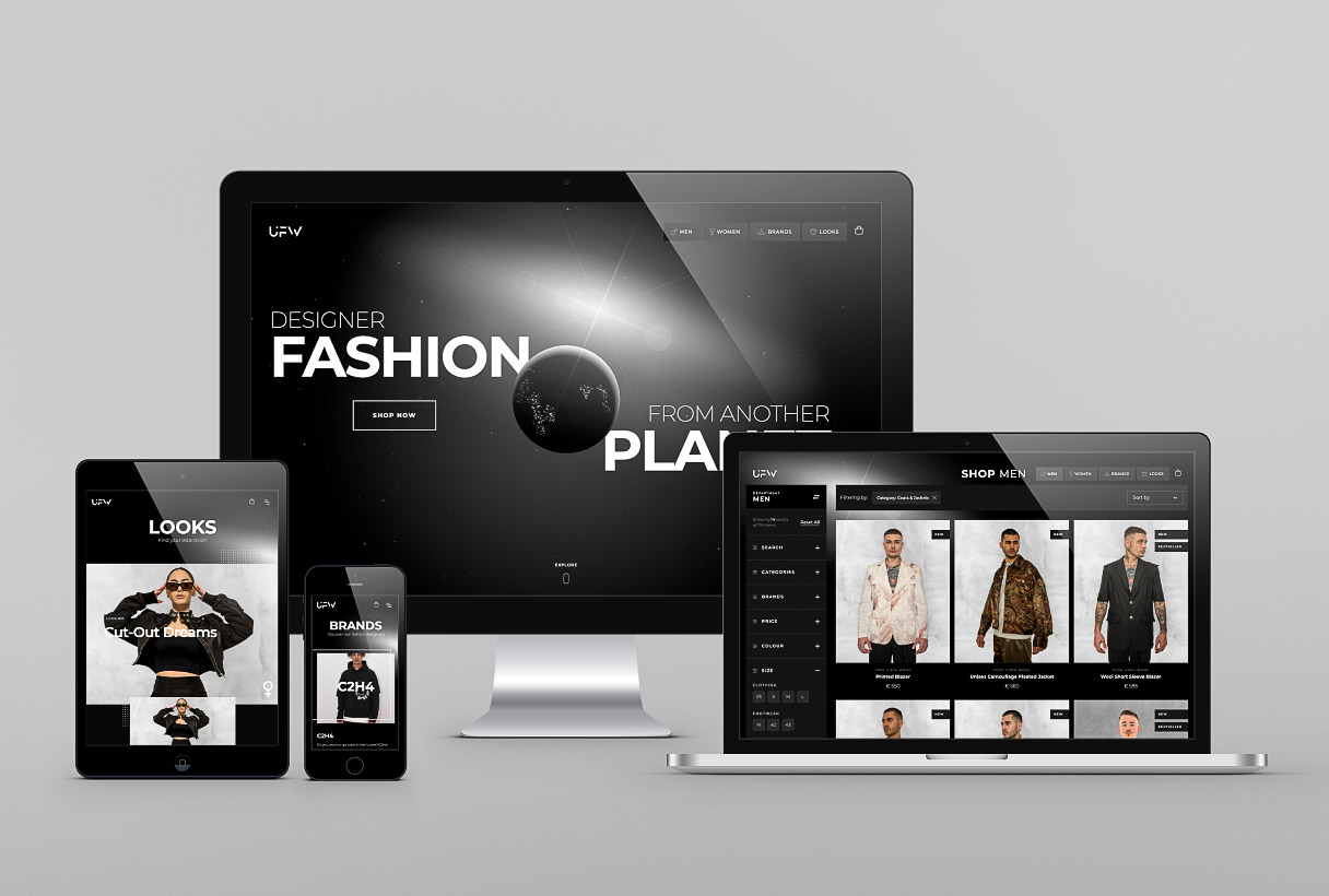 Unfolloworld e-commerce fashion website by Reform Digital, responsiveness mockup on multiple devices