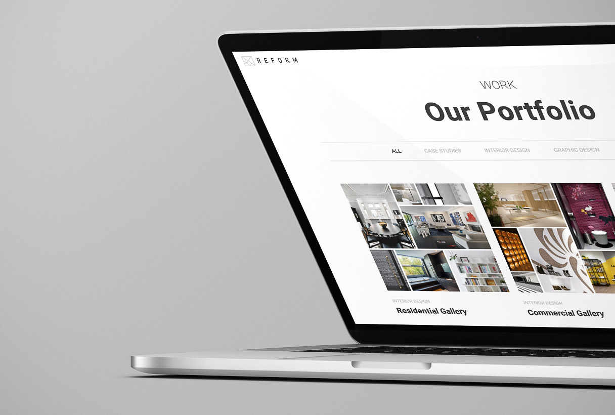 Reform Designers website by Reform Digital, mockup on laptop