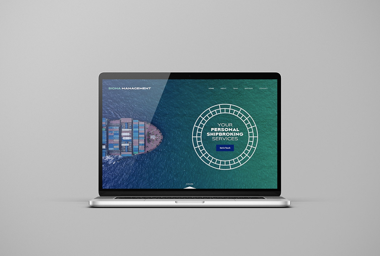 Sigma Management website by Reform Digital, mockup on laptop