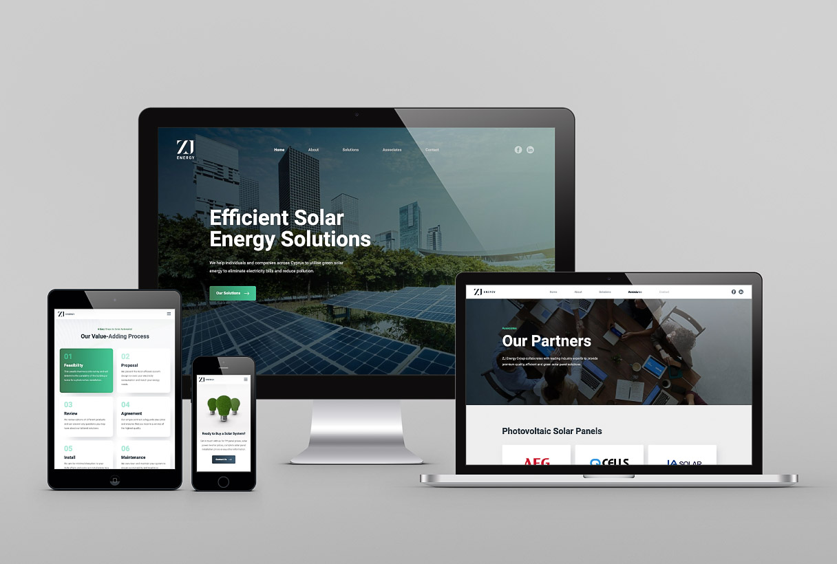 ZJ Energy website by Reform Digital, mockup on 4 devices