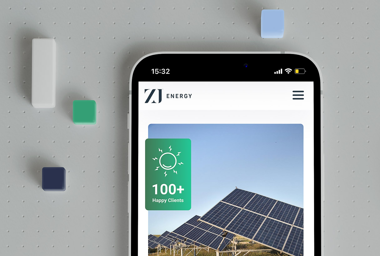 ZJ Energy website by Reform Digital, mockup on mobile