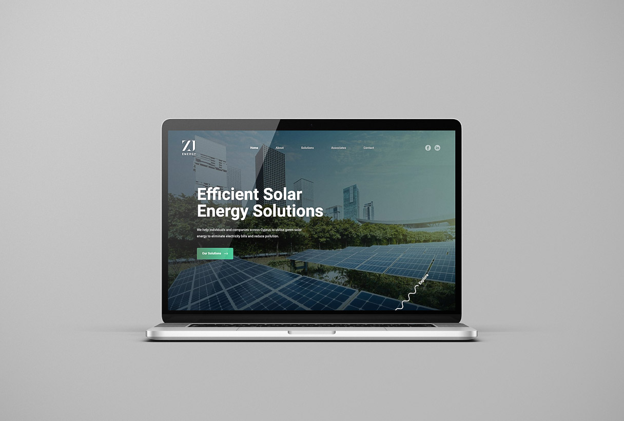 ZJ Energy website by Reform Digital, mockup on laptop
