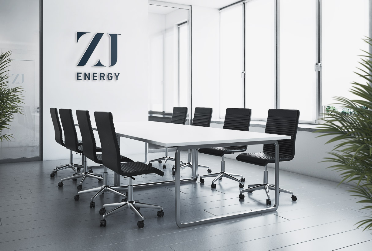 ZJ Energy branding by Reform Digital, logo on office wall