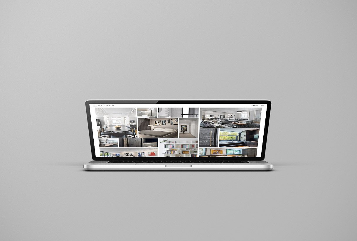 Reform Designers website by Reform Digital, mockup on laptop