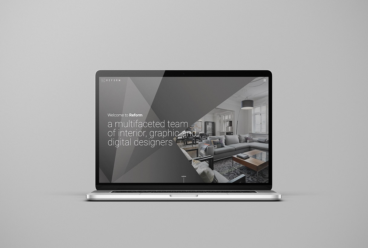 Reform Designers website by Reform Digital, mockup on laptop