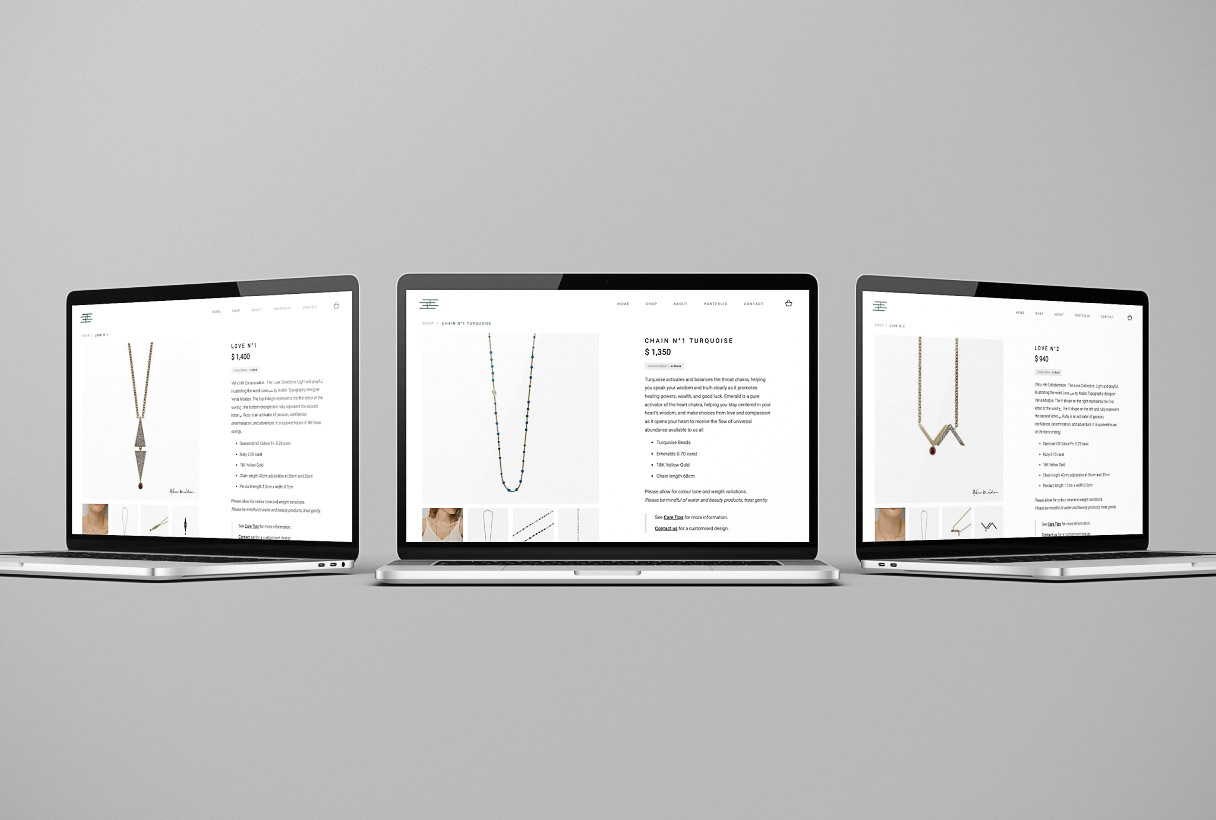 Hiba Hayek e-commerce website by Reform Digital, mockup on 3 laptops