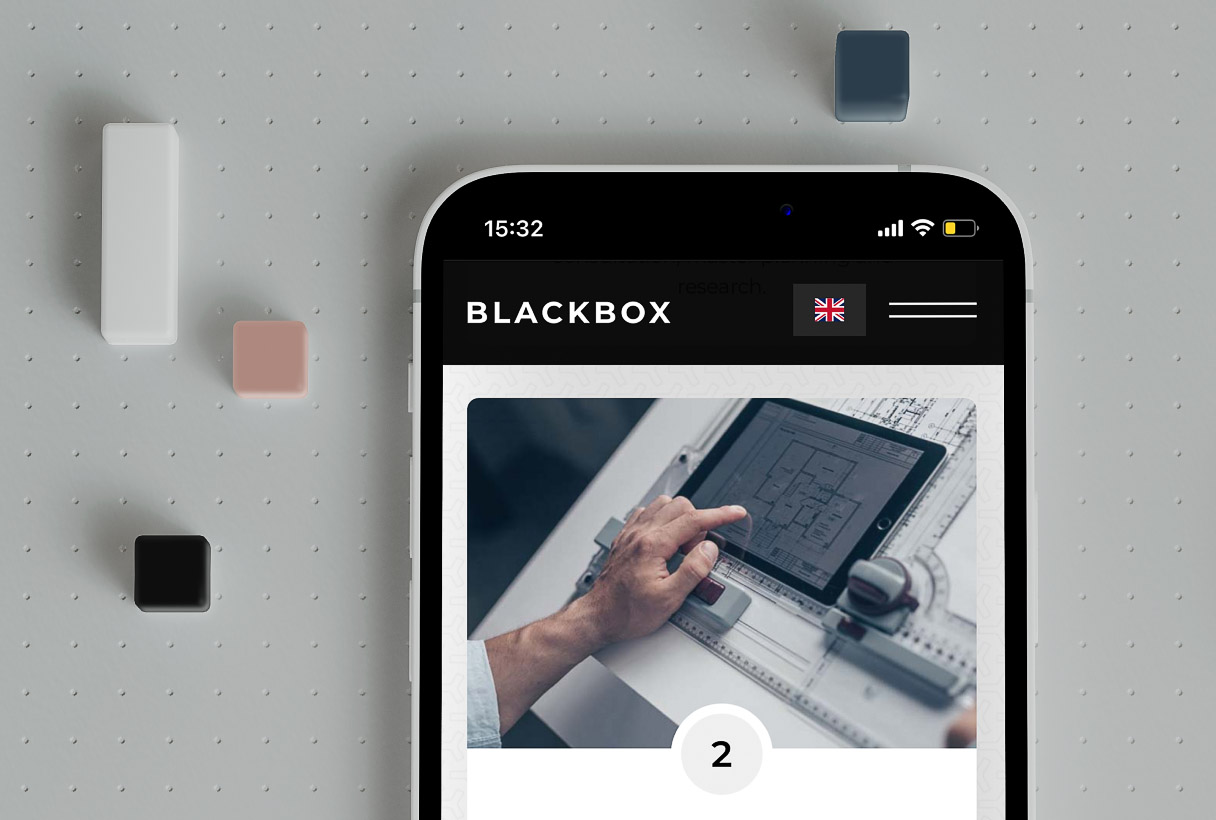 Blackbox Architectonics website by Reform Digital, mockup on mobile