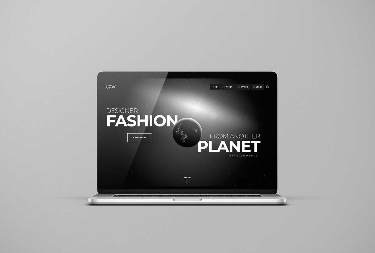 Unfolloworld e-commerce fashion website by Reform Digital, mockup on laptop